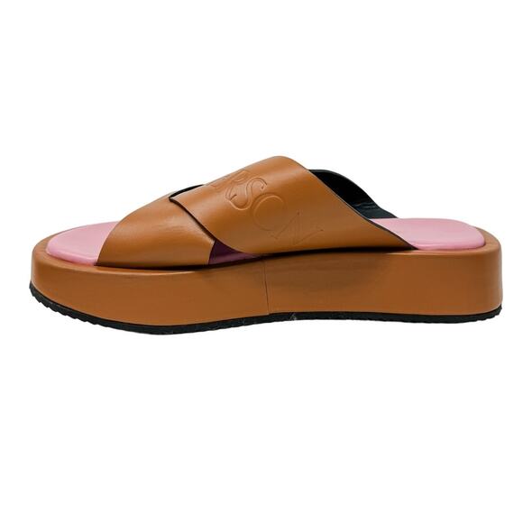 J.W. Anderson Flat Platform Leather Slide Sandal Cross Strap Size 36 / US 6-7 - Picture 10 of 15